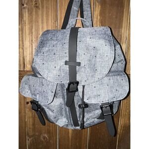 Herschel Drawstring Backpack Medium Size Gray Black Dot Red Interior